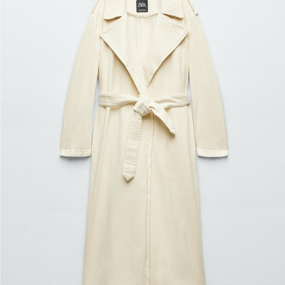 Zara Cream Belted Trench Coat